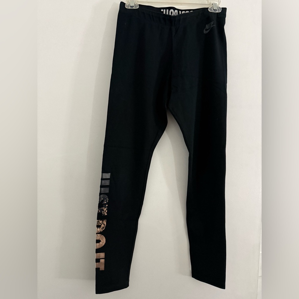 Nike Black Leggings with Gold Accents